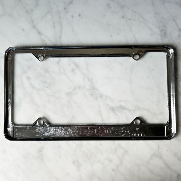 1934 Pickup Truck Car License Plate Holder Metal Chrome Silver Blue White - Picture 4 of 4